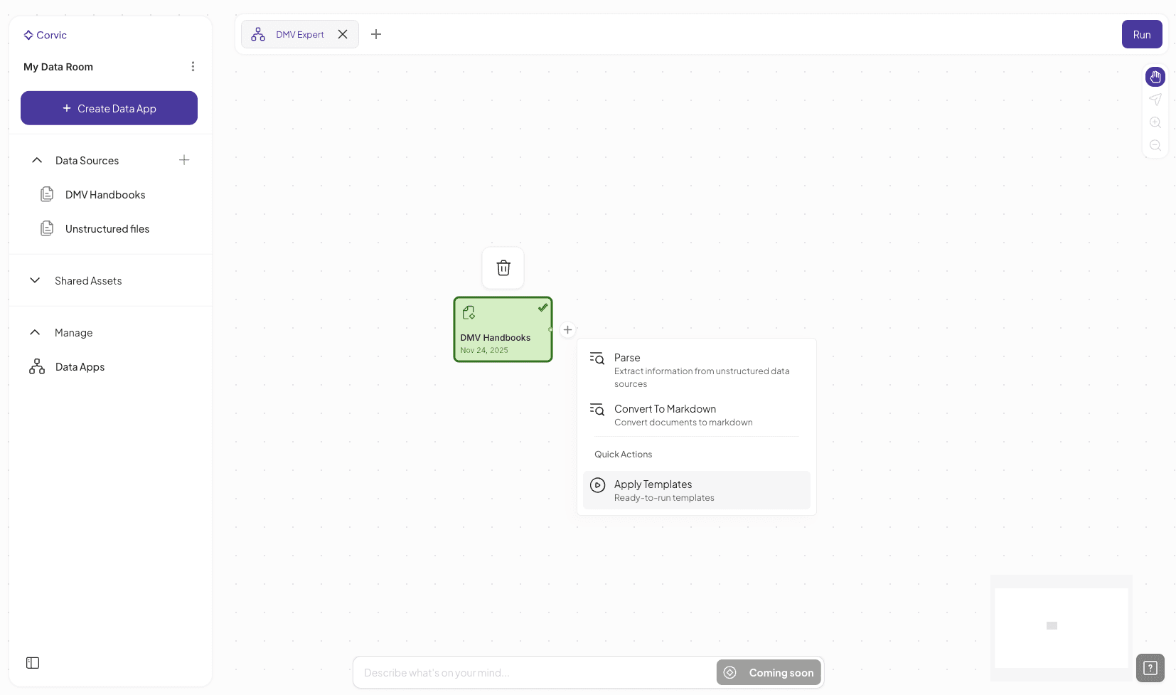 Corvic Data App Actions